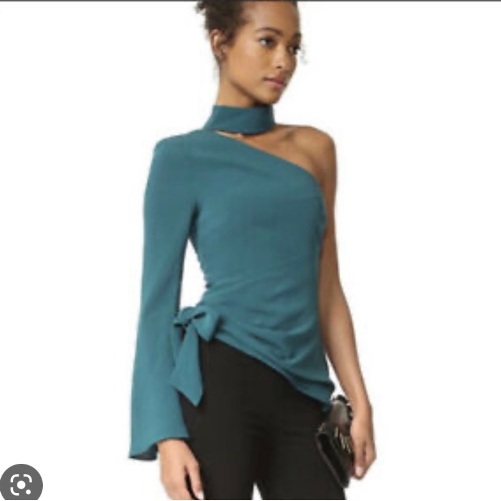 Green one shouldered corset top